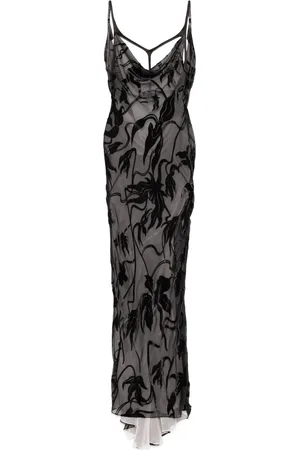 MUGLER Beflocktes Maxikleid
