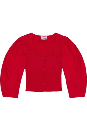 Ganni Gesmokte Popeline-Bluse