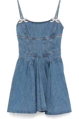 Self-Portrait Ausgestelltes Jeansminikleid