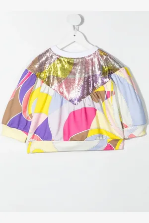 PUCCI Junior Paillettenoberteil mit abstraktem Print