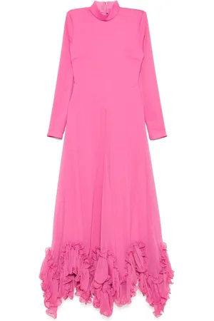 ROTATE Gerüschtes Chiffon-Maxikleid