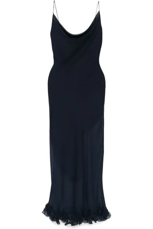 ROTATE Chiffon-Maxikleid mit Rüschenbesatz