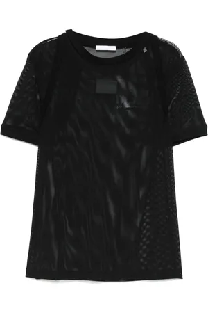 Helmut Lang T-Shirt aus Mesh mit Logo-Patch