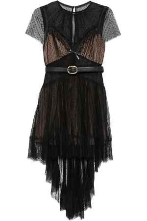 Self-Portrait Mesh-Minikleid mit Punktemuster
