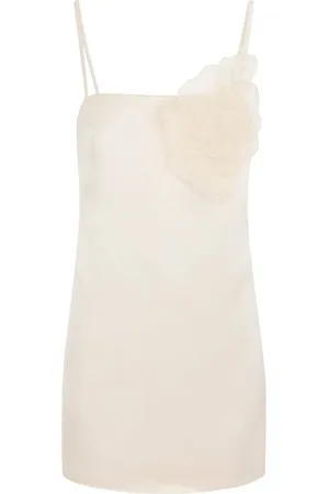 Elisabetta Franchi Satinkleid mit Blumenapplikation