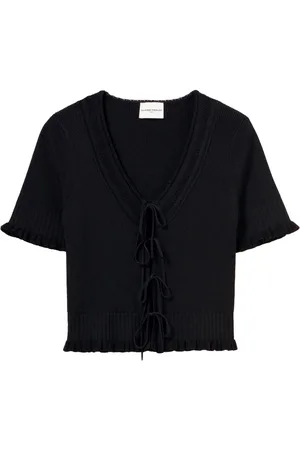 Claudie Pierlot Fein gestrickter Cardigan mit Schleife