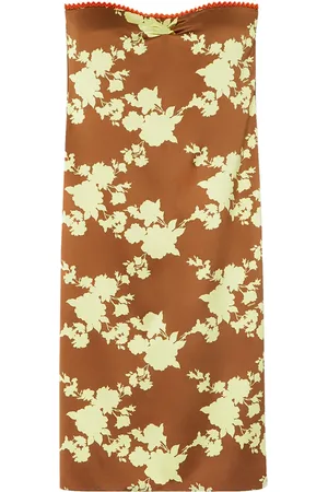 VERSACE Schulterfreies Wild Roses Midikleid