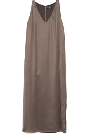 PESERICO SIGN Satin-Midikleid mit Schmucksteinen