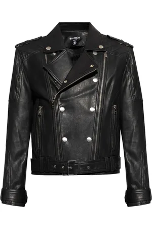 Balmain Doppelreihige Leder-Bikerjacke