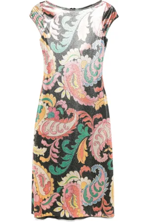 Etro Laminiertes Midikleid mit Paisley-Print