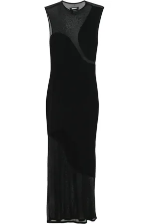 ROTATE Gestricktes Maxikleid mit Sheer-Effekt