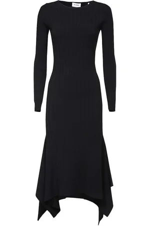 ST. JOHN Geripptes Maxikleid