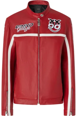 Pinko Lederjacke mit Logo-Patch
