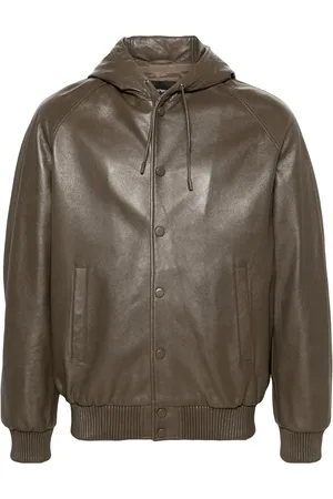 Emporio Armani Bomberjacke aus Leder mit Kapuze