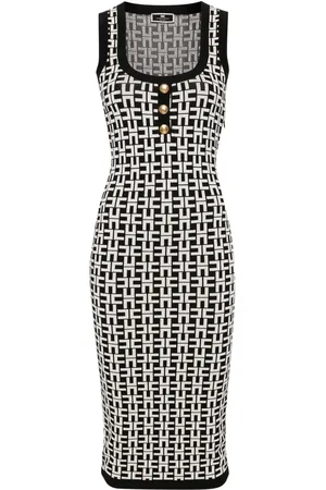 Elisabetta Franchi Strickkleid mit Logo-Intarsie