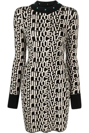 Roberto Cavalli Intarsien-Minikleid mit Logo