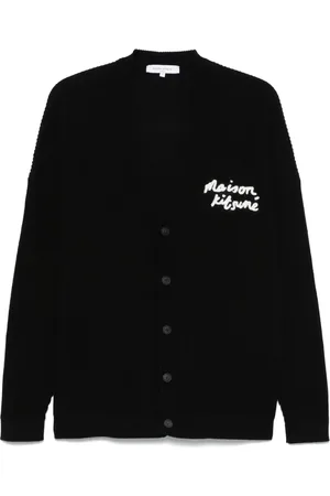 Maison Kitsuné Gerippter Cardigan mit Handwriting-Stickerei