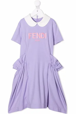Fendi Gerüschtes Kleid mit Logo-Print
