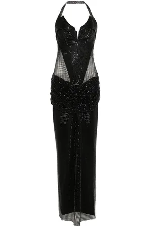 MITILIANE COUTURE Maxikleid aus Mesh mit Kristallen