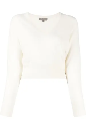 N.PEAL Cropped-Pullover mit V-Ausschnitt