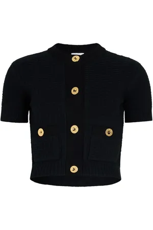 Patou Cropped-Cardigan in Waffelstrick