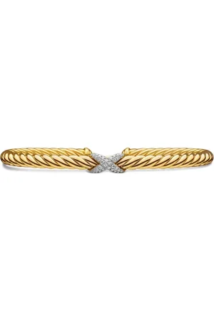 David Yurman 18kt X Cablespira Station Gelbgoldarmband mit Diamanten