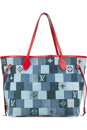 LOUIS VUITTON 2019 Monogram Denim Patchwork Neverfull MM Tote Bag
