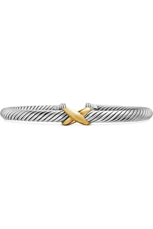 David Yurman 14kt X Classic Cable Station Gelbgold- und Sterlingsilberarmband (5mm)