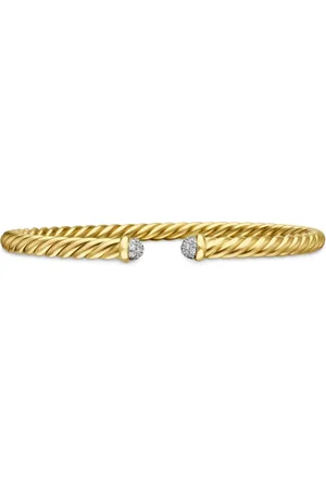 David Yurman 18kt Modern Cablespira Gelbgoldarmband mit Diamanten (4mm)