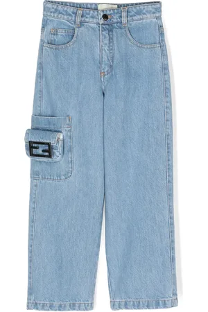 Fendi Straight-Leg-Jeans mit Logo-Schild