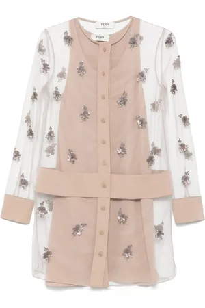 Fendi Besticktes Tüll-Minikleid