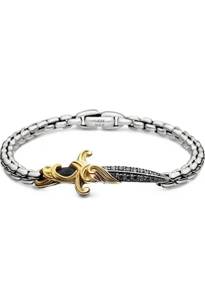 David Yurman 18kt Waves Dagger Gelbgold- und Sterlingsilberarmband mit Diamanten