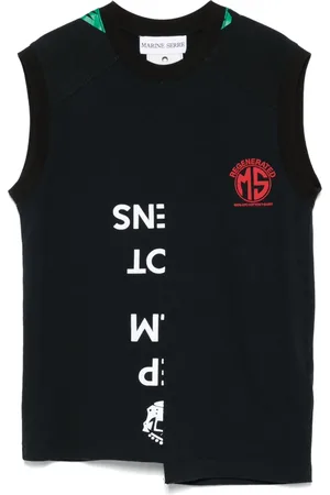 Marine Serre Tanktop mit Regenerated-Grafik
