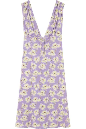 VERSACE Poppies Midikleid mit V-Ausschnitt