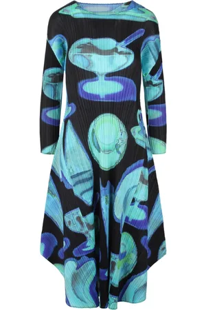 PLEATS PLEASE ISSEY MIYAKE Midikleid mit abstraktem Print