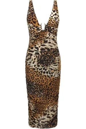 Roberto Cavalli Midikleid mit Leoparden-Print