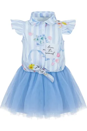 Lapin House Gestreiftes Tüllkleid im Layering-Look