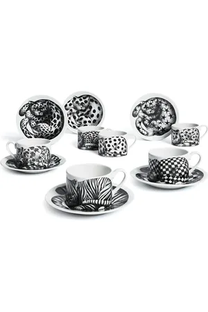 FORNASETTI Set aus sechs High Fidelity Teetassen