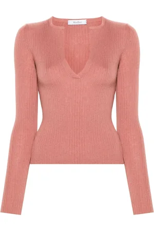 Max Mara Gerippter Pullover mit V-Ausschnitt
