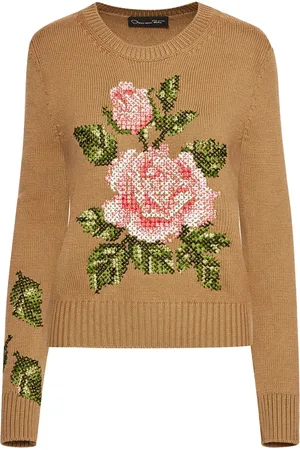 Oscar de la Renta Pullover mit English Rose-Stickerei