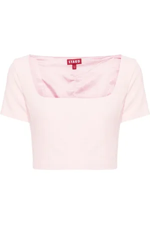 Staud Anya Cropped-Bluse mit eckigem Ausschnitt