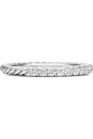 David Yurman 18kt Cable Collectibles Weißgoldring mit Diamant 2mm