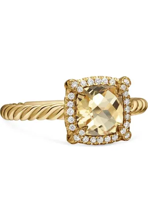 David Yurman 18kt Petite Chatelaine Gelbgoldring mit Diamant und Zitrin 7mm
