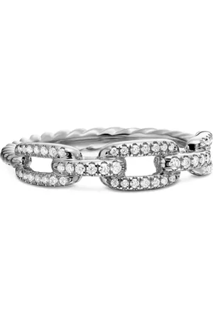 David Yurman 18kt Stax Chain Link Weißgoldring mit Diamant 4,5mm