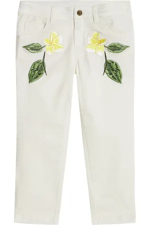 Roberto Cavalli Floral-embroidered trousers