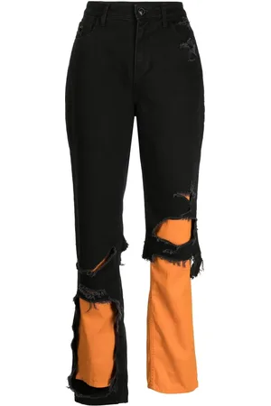 RAF SIMONS Gerade Jeans im Distressed-Look