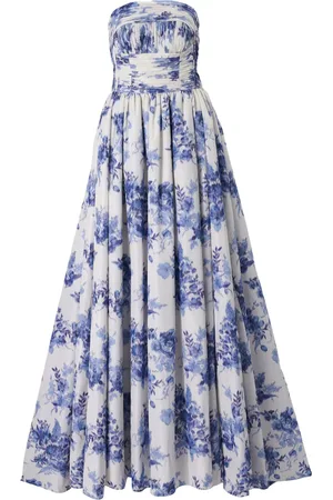 Carolina Herrera Schulterfreies Abendkleid mit Blumen-Print