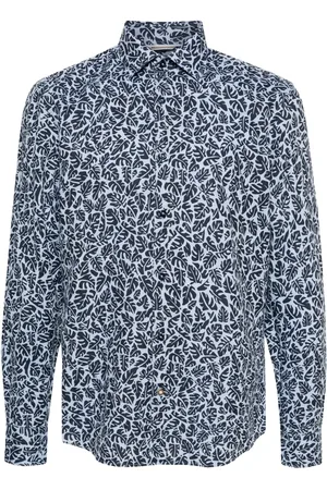 HUGO BOSS Leinengemisch-Hemd mit Palmen-Print