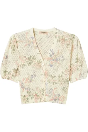 Twin-Set Cardigan mit Blumenjacquard