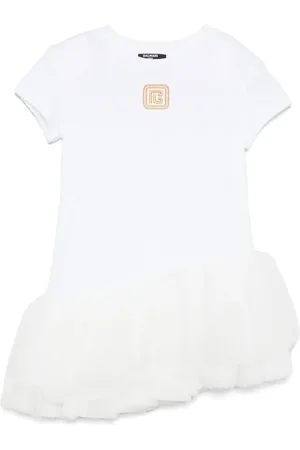 Balmain Asymmetrisches Kleid mit Logo-Stickerei
